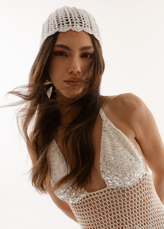 Vestido Salina branco pedrarias